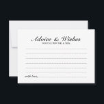 Elegant Script Bröllop Adress och Önskemål Card Rådkort<br><div class="desc">Lägg till en personlig beröring till bröllop med ett elegant bröllop-kort och ett önskemål-kort. Det här rådgivningskortet har rubriken i stil i svartfärgat calligraphy-teckensnitt med elegant och detaljer i svart klassiskt serif-teckensnitt stil på vit bakgrund. Perfekt för bröllop,  babydusch,  födelsedagsfest,  möhippa,  bachelorette-fest och alla särskilda tillfällen.</div>