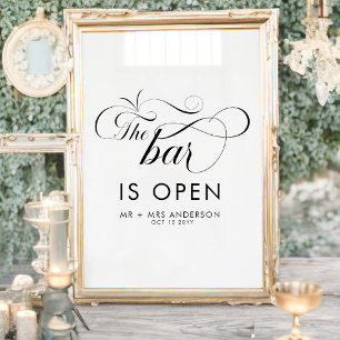 Elegant Script Bröllop Baren är Öppen Drycker  Poster