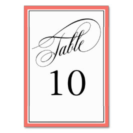 Elegant Script Bröllop Bordsnumren Coral Bordsnummer