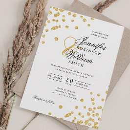 Elegant Script Bröllop Guld Glitter confetti Inbjudningar