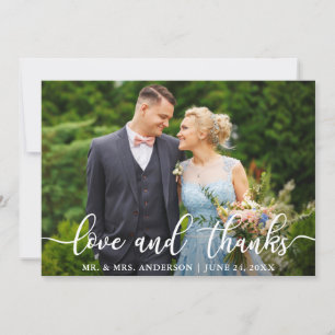 Elegant Script Bröllop Kärlek och tack Bride Groom Kort