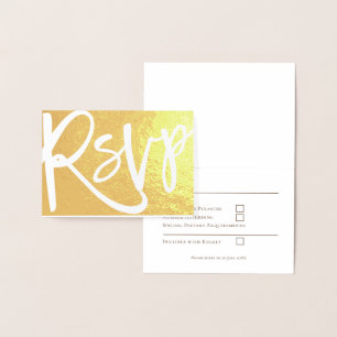 Elegant Script Bröllop OSA Initialer Text Guld Folierat Kort