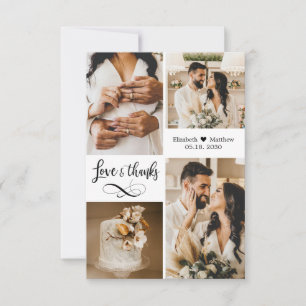 Elegant Script Bröllop Photo Collage Tack Kort