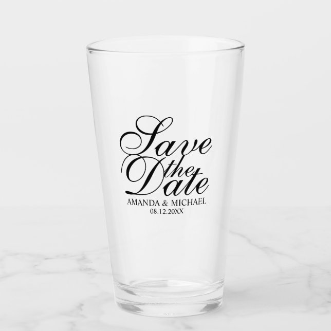 Elegant Script Bröllop spara datum Glaskopp (Framsida)