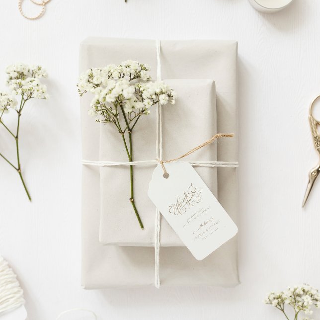 Elegant Script Bröllop Tack Presentetikett (Skapare uppladdad)