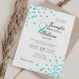 Elegant Script Bröllop Turcos Glitter Confetti Inbjudningar