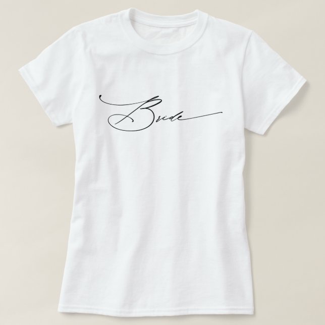 Elegant Script Brud Vit Henparty T-Shirt  (Design framsida)