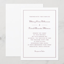 Elegant Script Burgunder Klassiska Formella Bröllo Inbjudningar