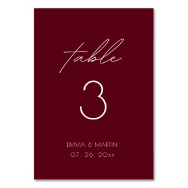 Elegant Script Burgundy Bröllop Bordsnummer