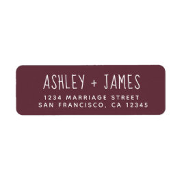 Elegant Script Burgundy Bröllop Returadress Etikett