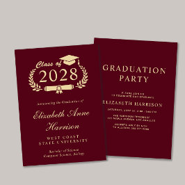 Elegant Script Burgundy College Graduation Party Inbjudningar