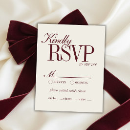 Elegant Script Burgundy Red Formal Wedding Details OSA Kort