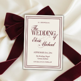 Elegant Script Burgundy Red Formal Wedding  Inbjudningar