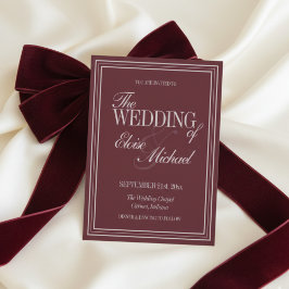 Elegant Script Burgundy Red Formal Wedding  Inbjudningar