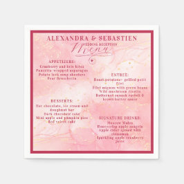 Elegant Script Burgundy Ro Guld Bröllop-meny Pappersservett