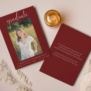 Elegant Script Burgundy Studenten-meddelande Inbjudningar