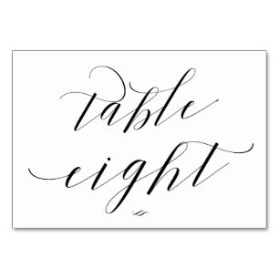 Elegant Script Calligraphy Bord åttahämtning Bordsnummer