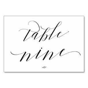 Elegant Script Calligraphy Bord Nine Reception Bordsnummer
