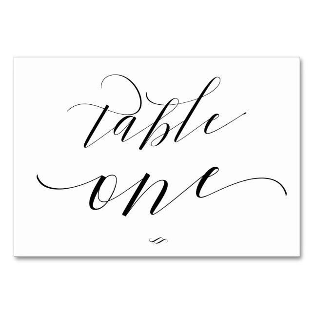 Elegant Script Calligraphy Bord One Reception Bordsnummer (Framsidan)