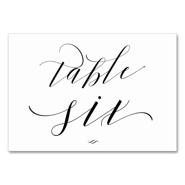 Elegant Script Calligraphy Bord Sex Reception Bordsnummer (Framsidan)