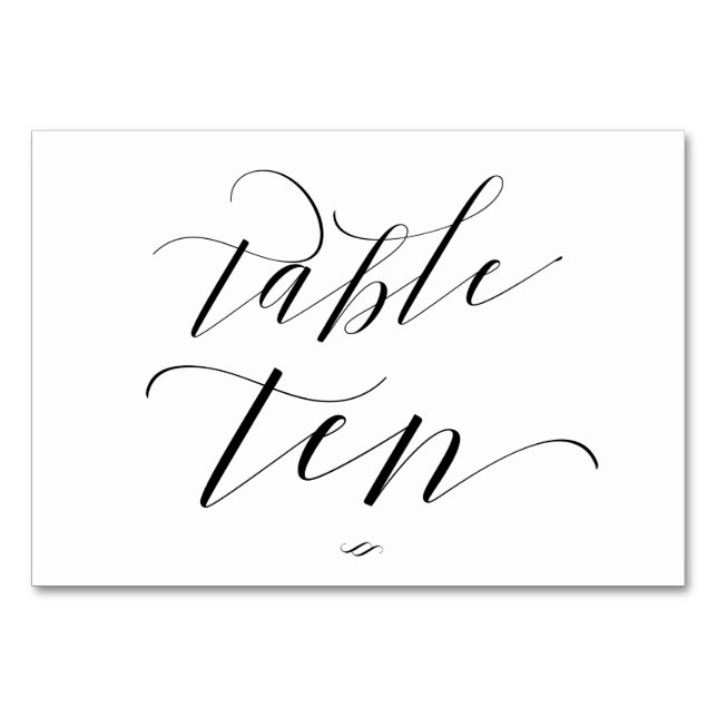 Elegant Script Calligraphy Bord Ten Reception Bordsnummer (Framsidan)