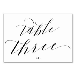 Elegant Script Calligraphy Bord Three Reception Bordsnummer