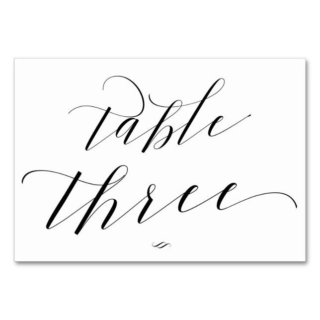 Elegant Script Calligraphy Bord Three Reception Bordsnummer (Framsidan)