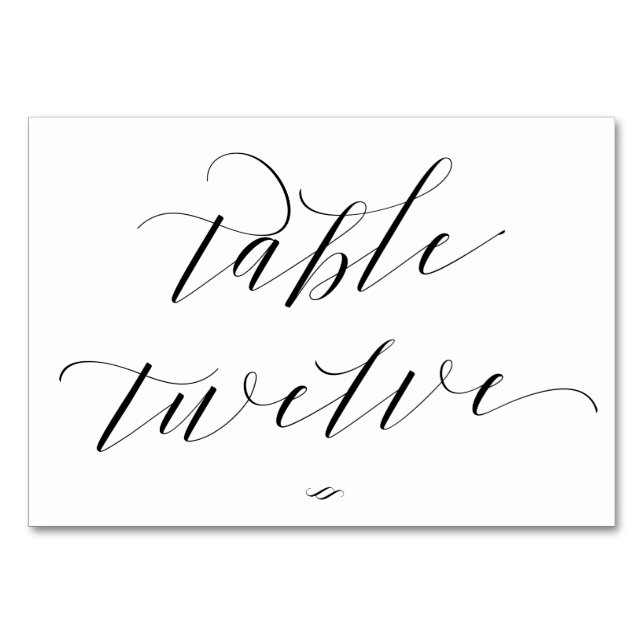 Elegant Script Calligraphy Bord tolv Reception Bordsnummer (Framsidan)