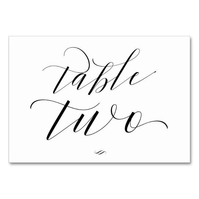 Elegant Script Calligraphy Bord Two Reception Bordsnummer (Framsidan)