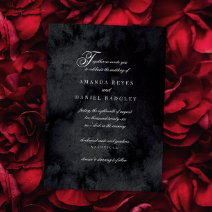 Elegant Script Calligraphy Goth Bröllop Inbjudningar