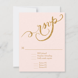 Elegant Script Calligraphy Guld Glitter Bröllop OSA Kort