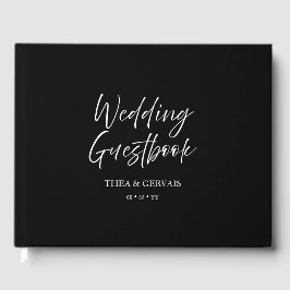 Elegant Script Calligraphy Minimal Black Bröllop Gästböcker