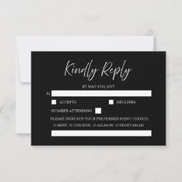 Elegant Script Calligraphy Minimal Black Bröllop OSA Kort