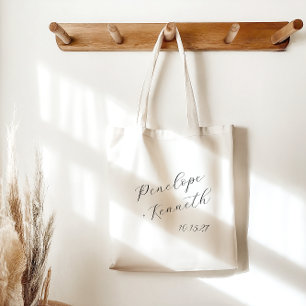 Elegant Script Calligraphy Minimal Bröllop Anpassn Tygkasse