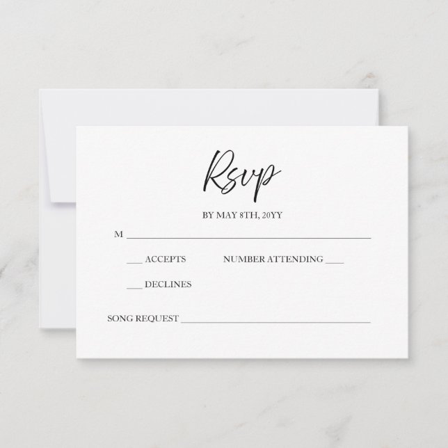 Elegant Script Calligraphy Minimal White Bröllop OSA Kort (Framsida)