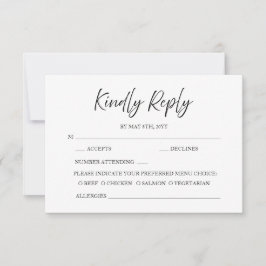 Elegant Script Calligraphy Minimal White Bröllop OSA Kort