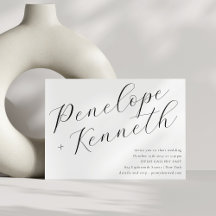 Elegant Script Calligraphy Modern White Bröllop