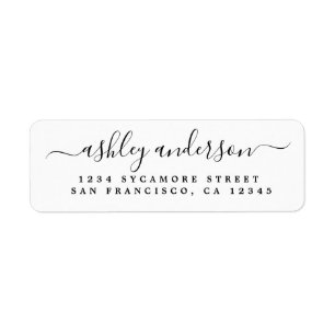 Elegant Script Calligraphy Namn Returadress Etikett