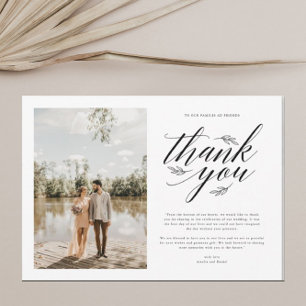 Elegant Script Calligraphy Photo Bröllop Tack Kort