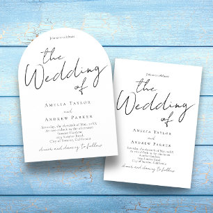Elegant Script Calligraphy Photo QR Code Bröllop Inbjudningar