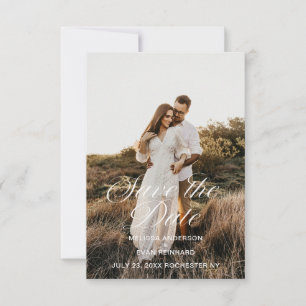 Elegant Script Calligraphy Photo Save Date Spara Datumet