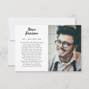 Elegant Script Calligraphy Photo Sympathy Funeral Tack Kort