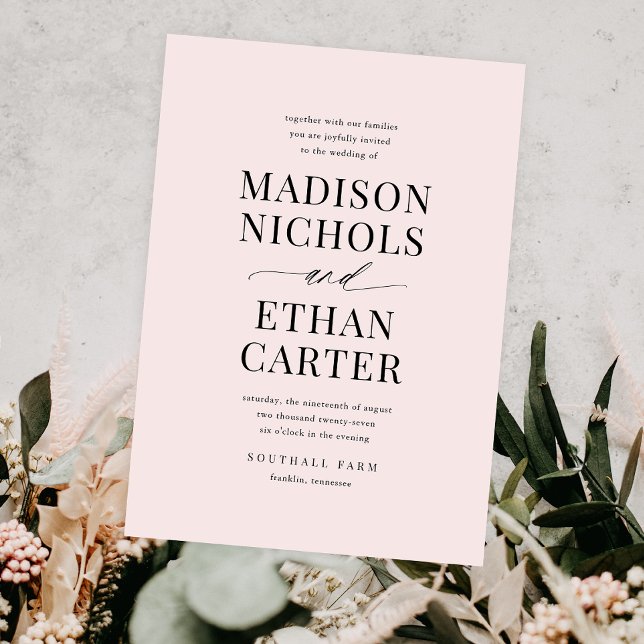 Elegant Script Calligraphy  Rosa Bröllop Inbjudningar (Skapare uppladdad)