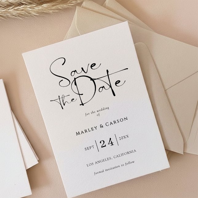 Elegant Script Calligraphy Save The Date Wedding Inbjudningar (Skapare uppladdad)