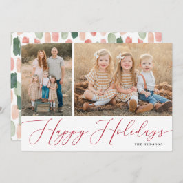 Elegant Script Calligraphy Simple 2 Photo Helgdag Julkort