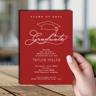 Elegant Script Cardinal Red Studenten Inbjudningar