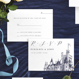 Elegant Script Castle Illustration Bröllop OSA Kort