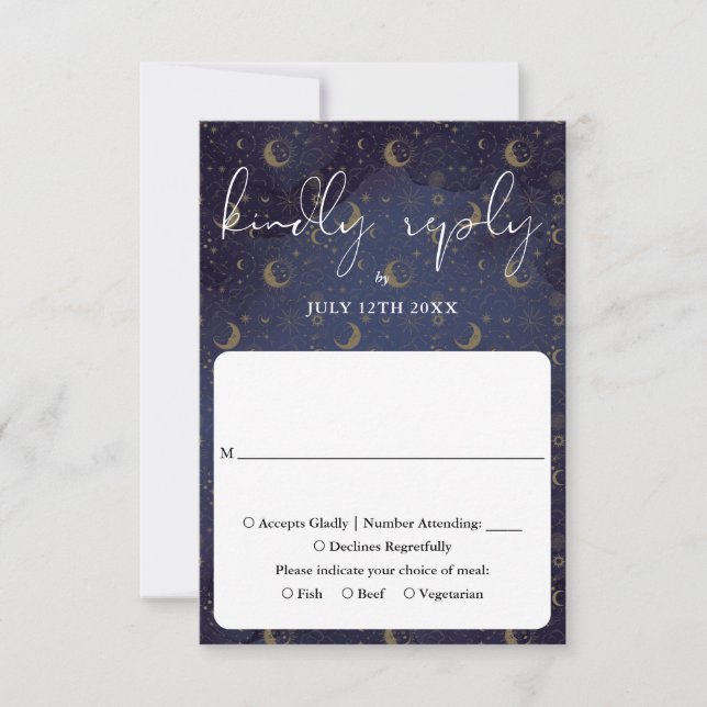 Elegant Script Celestial Mystical Bröllop OSA Kort (Framsida)