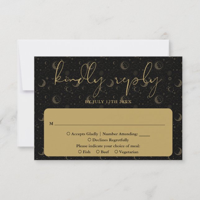 Elegant Script Celestial Mystisk Bröllop OSA Kort (Framsida)