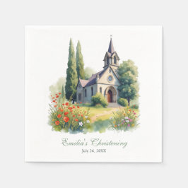 Elegant Script Charming Church Baptism Christening Pappersservett